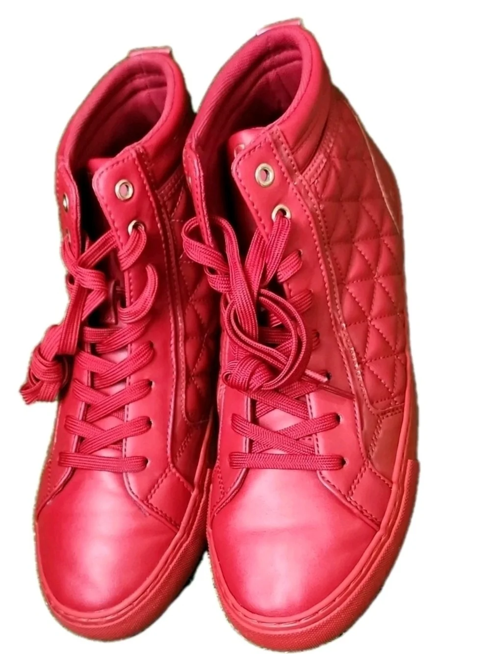 GUESS Men's Red Quilted Comfort High-Top Sneakers GMMERITT-C Lace Up US 9